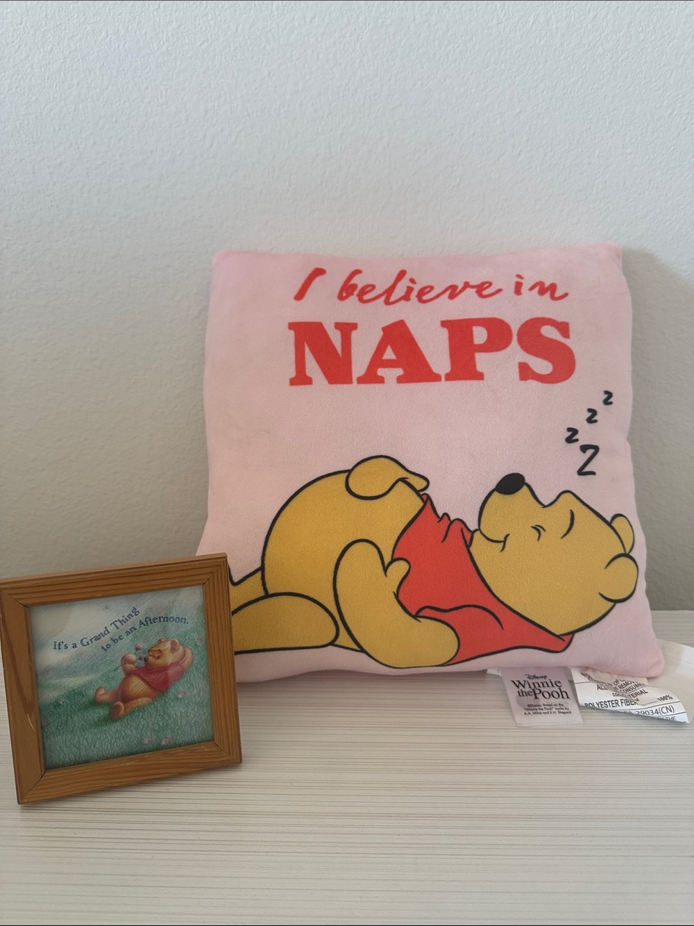Winnie the Pooh Pink "I Believe in Naps" Decorative Pillow